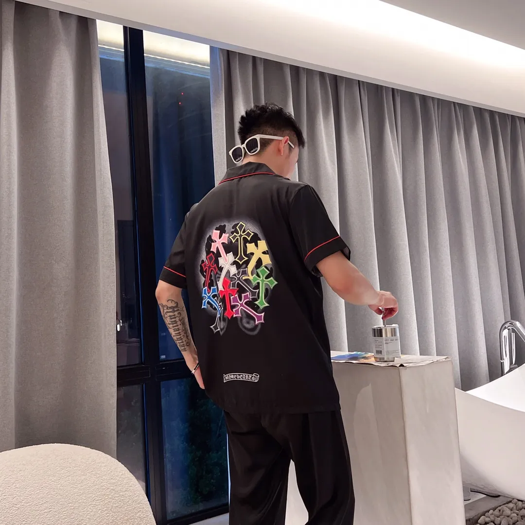 🅿️360 2024 CHROME HEARTS home wear, high-definition Korean silk fabric, skin-friendly, soft and comfortable, couple model M～XXXL